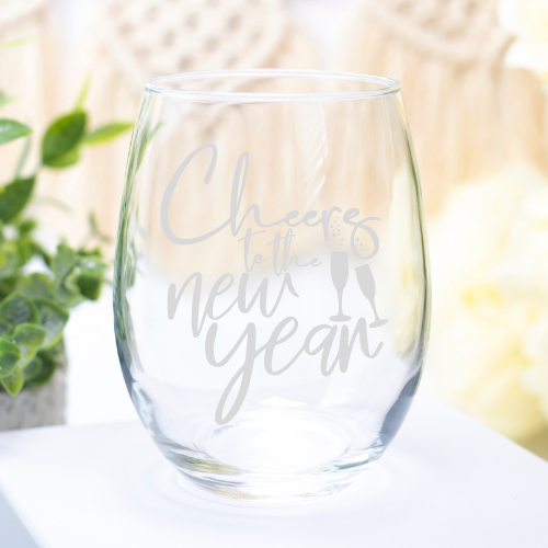 Cheers To The New Year | ENGRAVED | 12oz Stemless Wine Glass