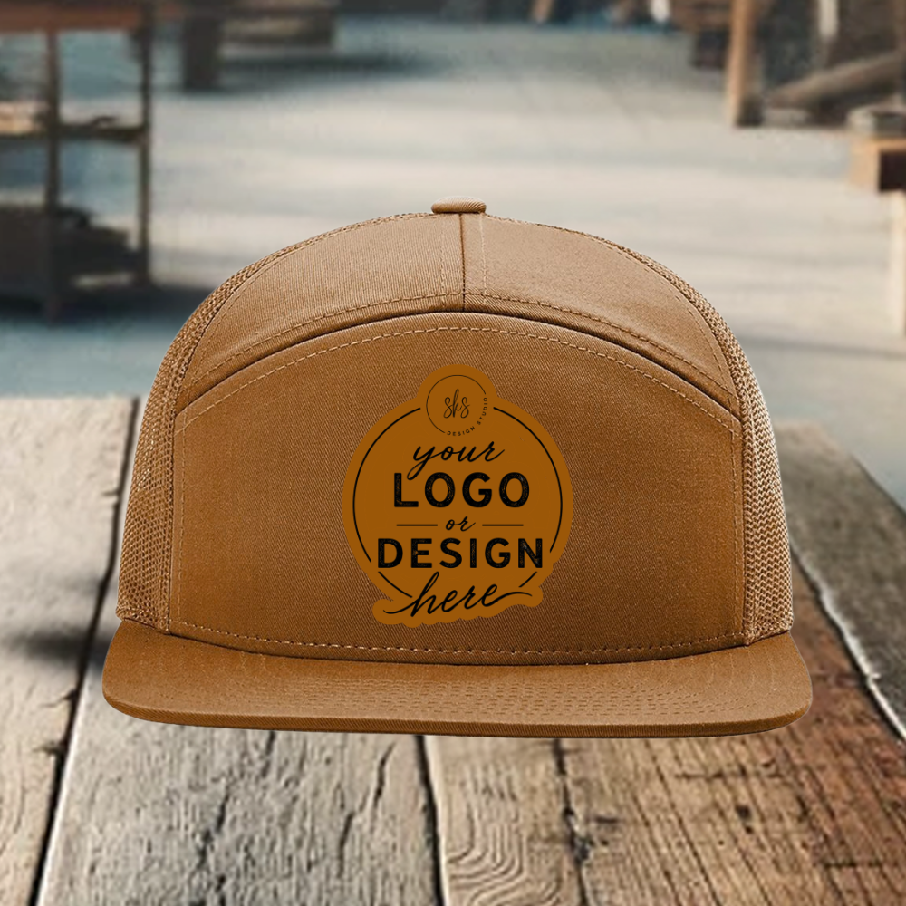 CUSTOM LOGO | Richardson 168 Seven-Panel Hat with Laser Engraved Leather Patch
