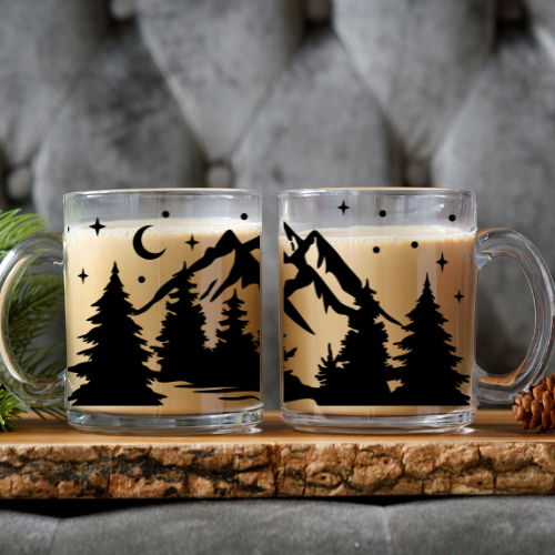 Mountains | VINYL | 12 oz Clear Coffee Mug