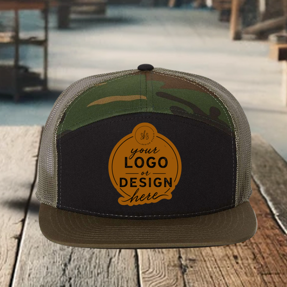 CUSTOM LOGO | Richardson 168 Seven-Panel Hat with Laser Engraved Leather Patch
