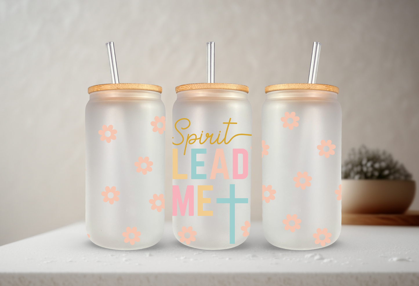 Spirit Lead Me | VINYL | 20 oz Libbey Can Glass with Bamboo Lid & Straw