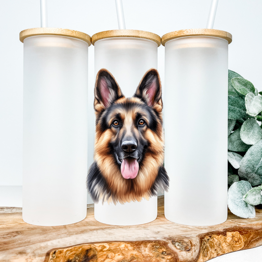 Dog Breeds | UVDTF | 25oz Skinny Glass Tumbler with Bamboo Lid & Straw
