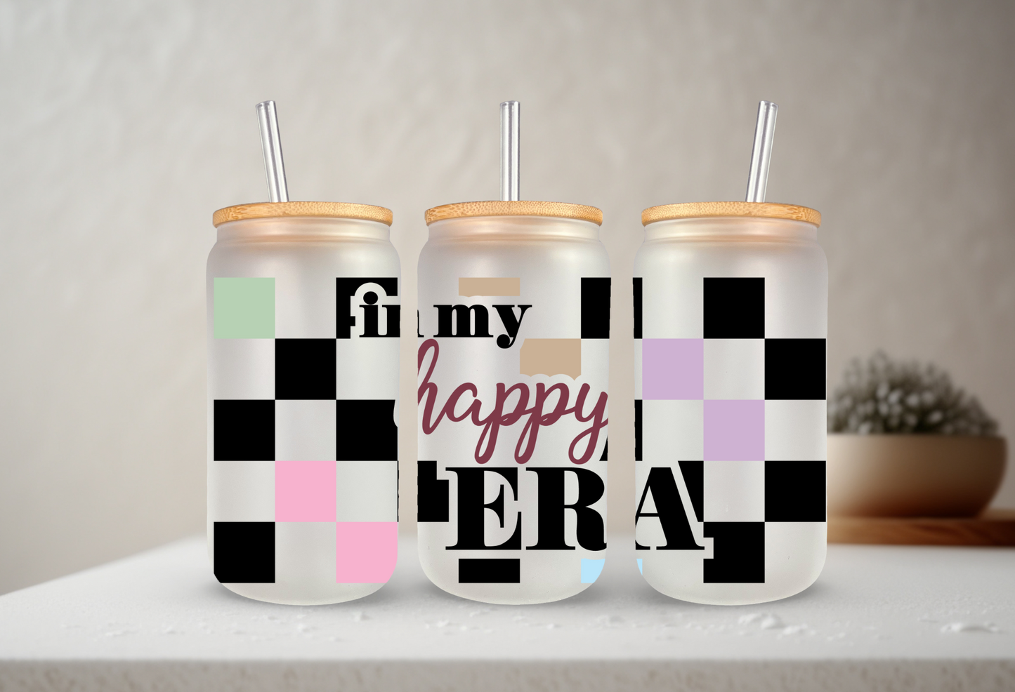 In My Happy Era | VINYL | 20 oz Libbey Can Glass with Bamboo Lid & Straw