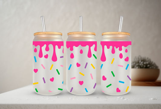 Sprinkles | VINYL | 20 oz Libbey Can Glass with Bamboo Lid & Straw