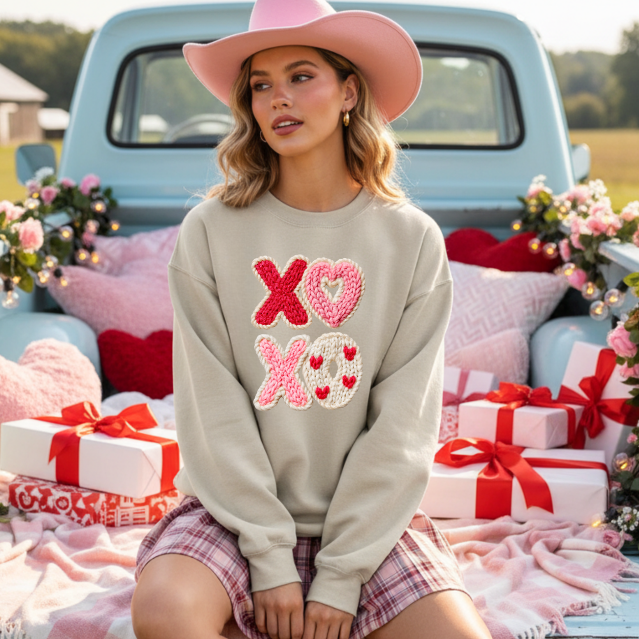 XOXO Faux Knit | Unisex Crewneck Sweatshirt [GILDAN]