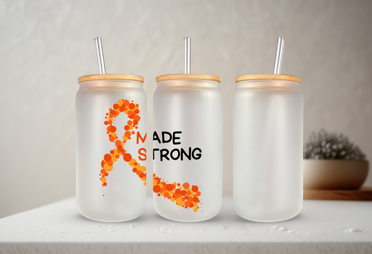 Made Strong | MS Awareness | VINYL | 20 oz Libbey Can Glass with Bamboo Lid & Straw