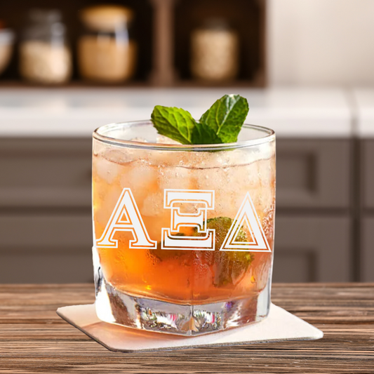 Greek Letters, Sorority, Fraternity | ENGRAVED | 10 oz Rocks/Whiskey Glass