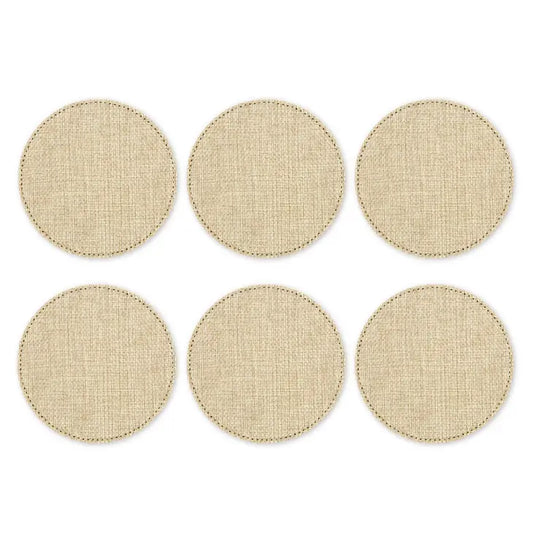 Burlap Drink Coasters with Holder - Blank