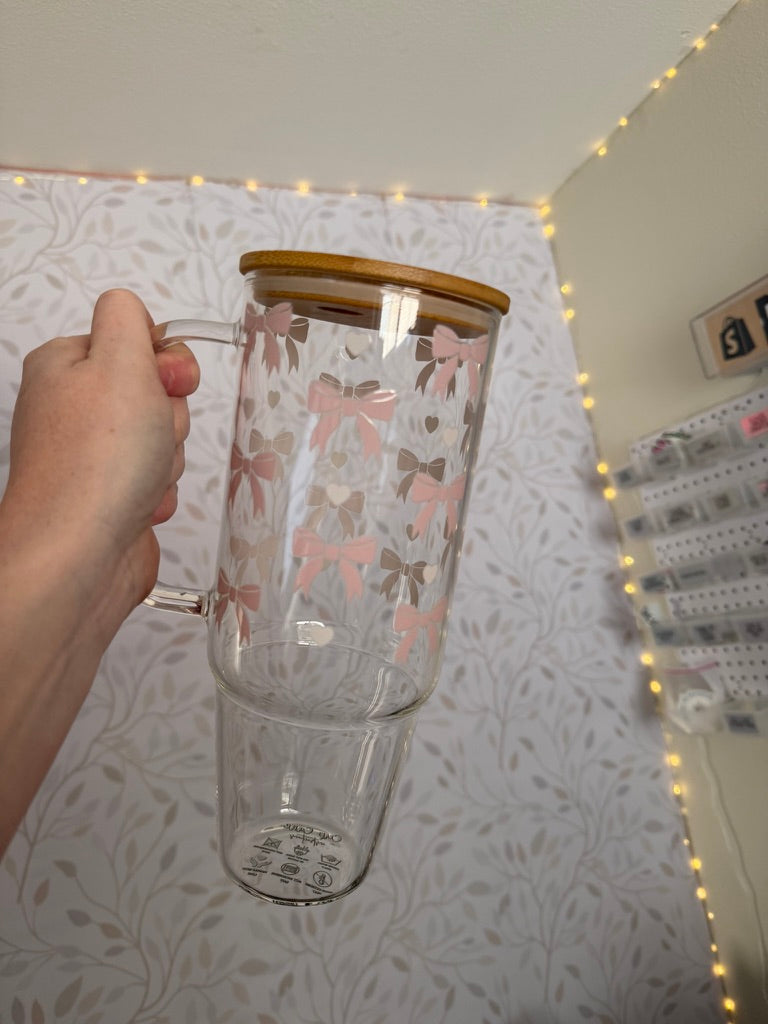 Ribbons | UVDTF | 40 oz Glass Tumbler with Bamboo Lid & Straw