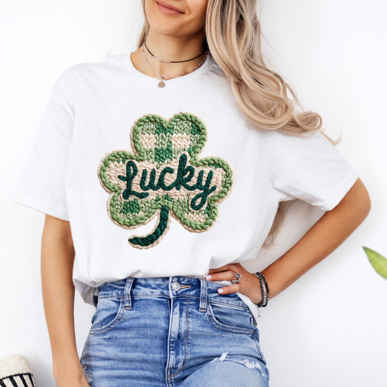 Lucky Shamrock Faux Knit | Unisex T-Shirt [GILDAN]
