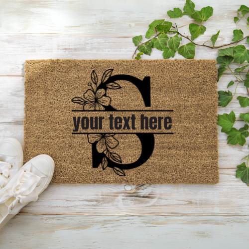 PERSONALIZED Floral Monogram | ENGRAVED | Door Mat