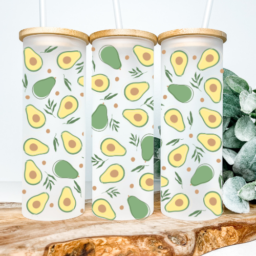 Avocado | VINYL | 25oz Skinny Glass Tumbler