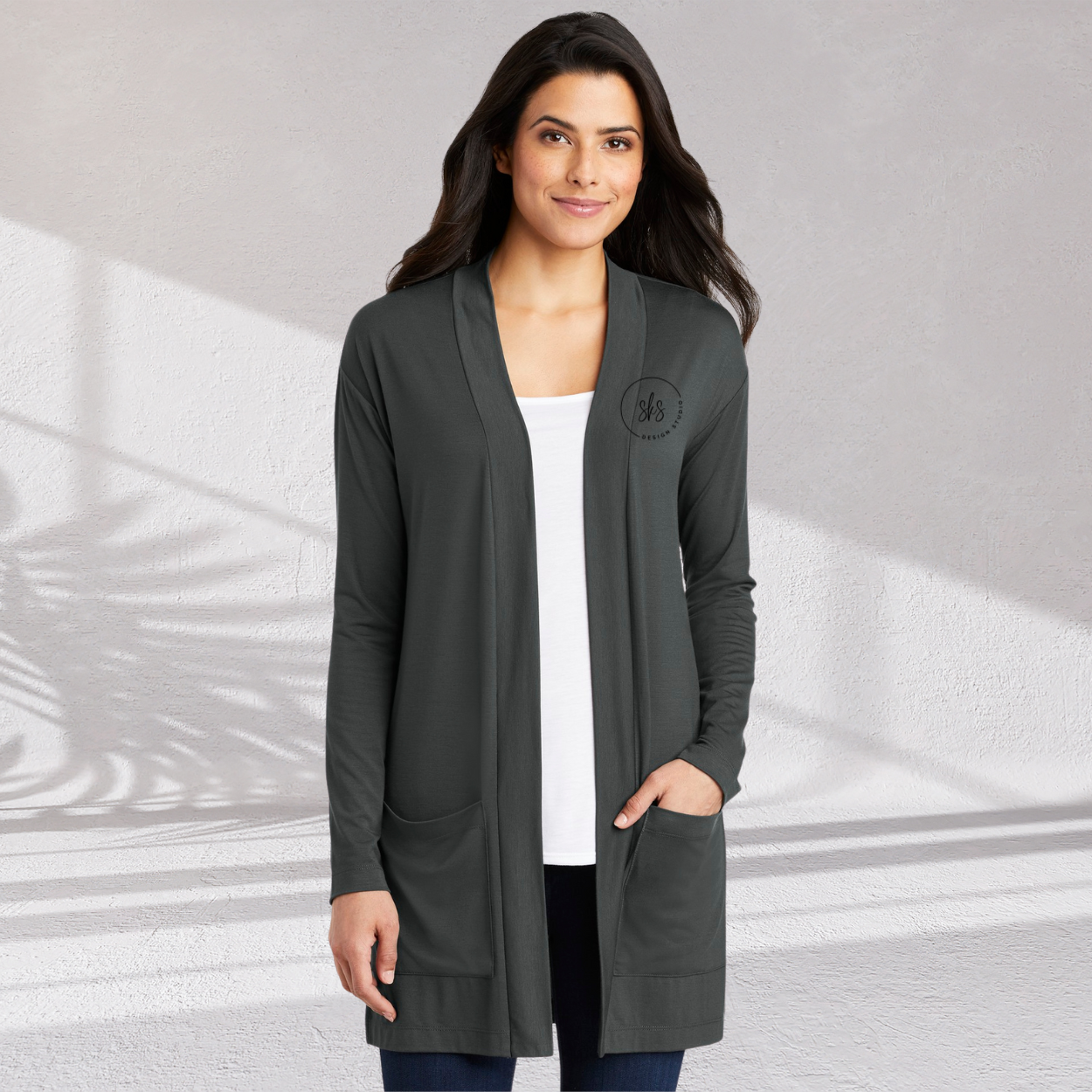 CUSTOM LOGO | Women's Long Pocket Cardigan [PORT AUTHORITY]