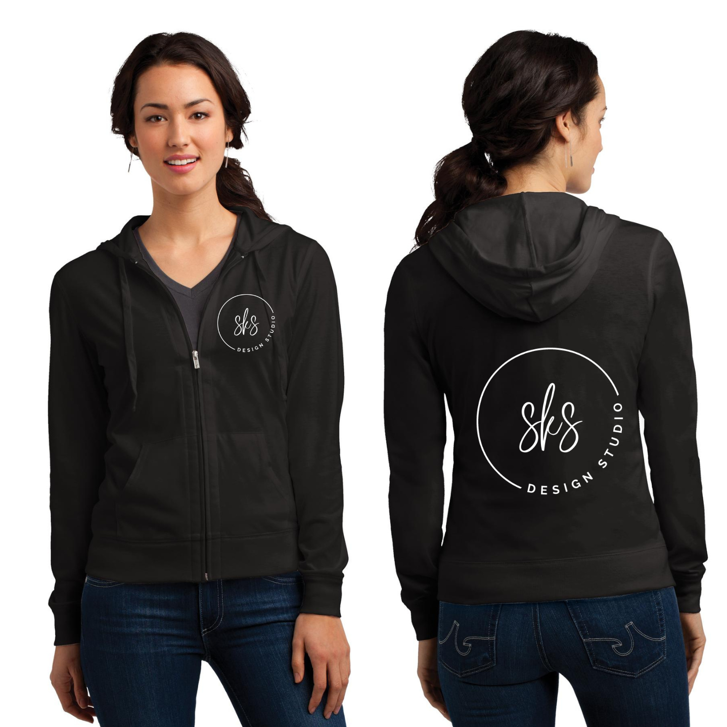 CUSTOM LOGO | Women's Fitted Jersey Full-Zip Hoodie [DISTRICT]