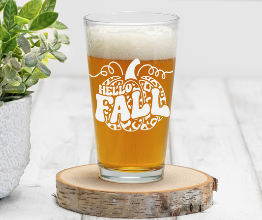 Hello Fall | ENGRAVED | 16 oz Pint Glass