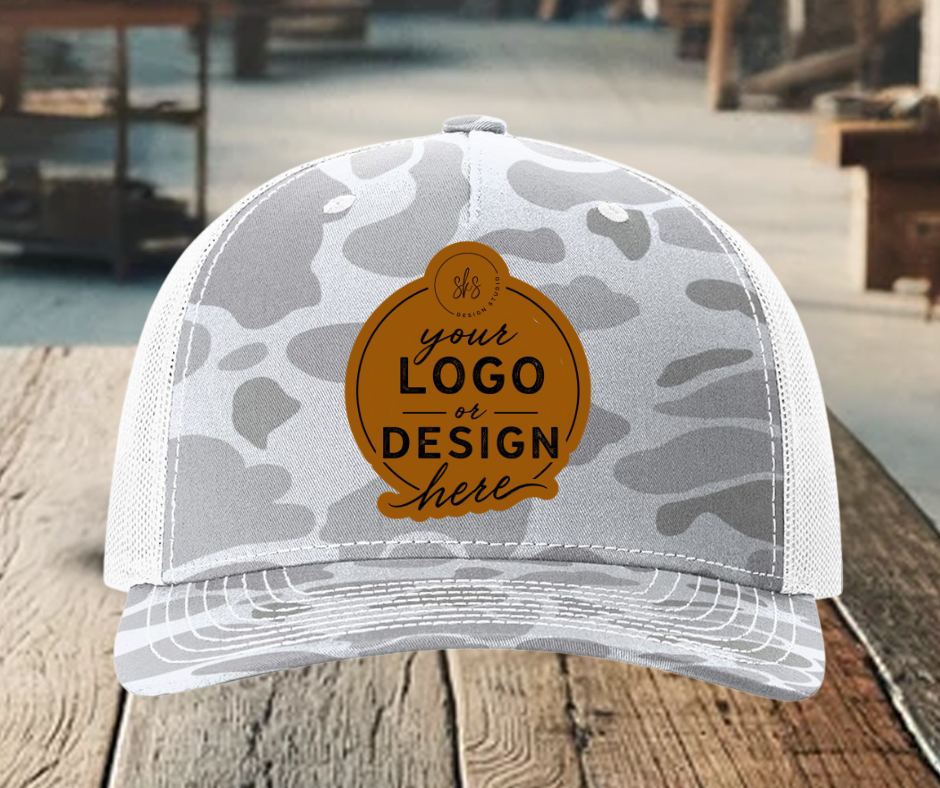CUSTOM LOGO | Camo Richardson 112 Hat with Laser Engraved Leather Patch