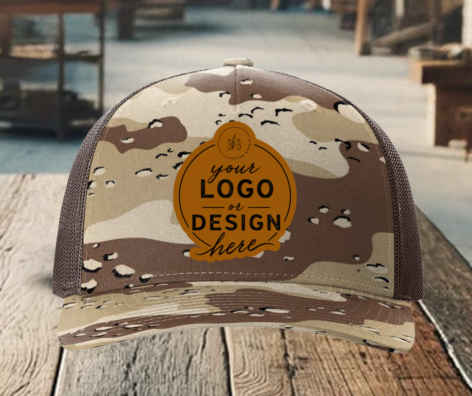 CUSTOM LOGO | Camo Richardson 112 Hat with Laser Engraved Leather Patch