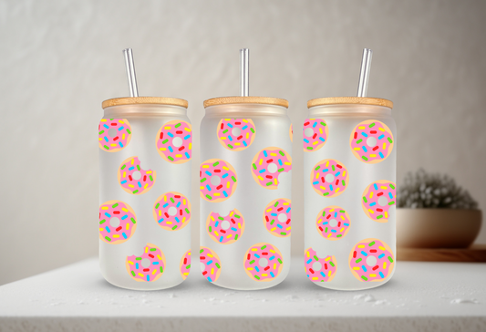 Donuts | VINYL | 20 oz Libbey Can Glass with Bamboo Lid & Straw