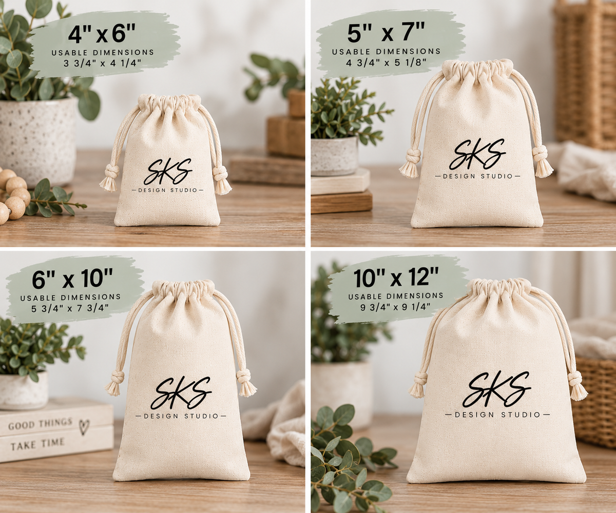 CUSTOM LOGO | Reusable Cotton Gift Bag Pouches
