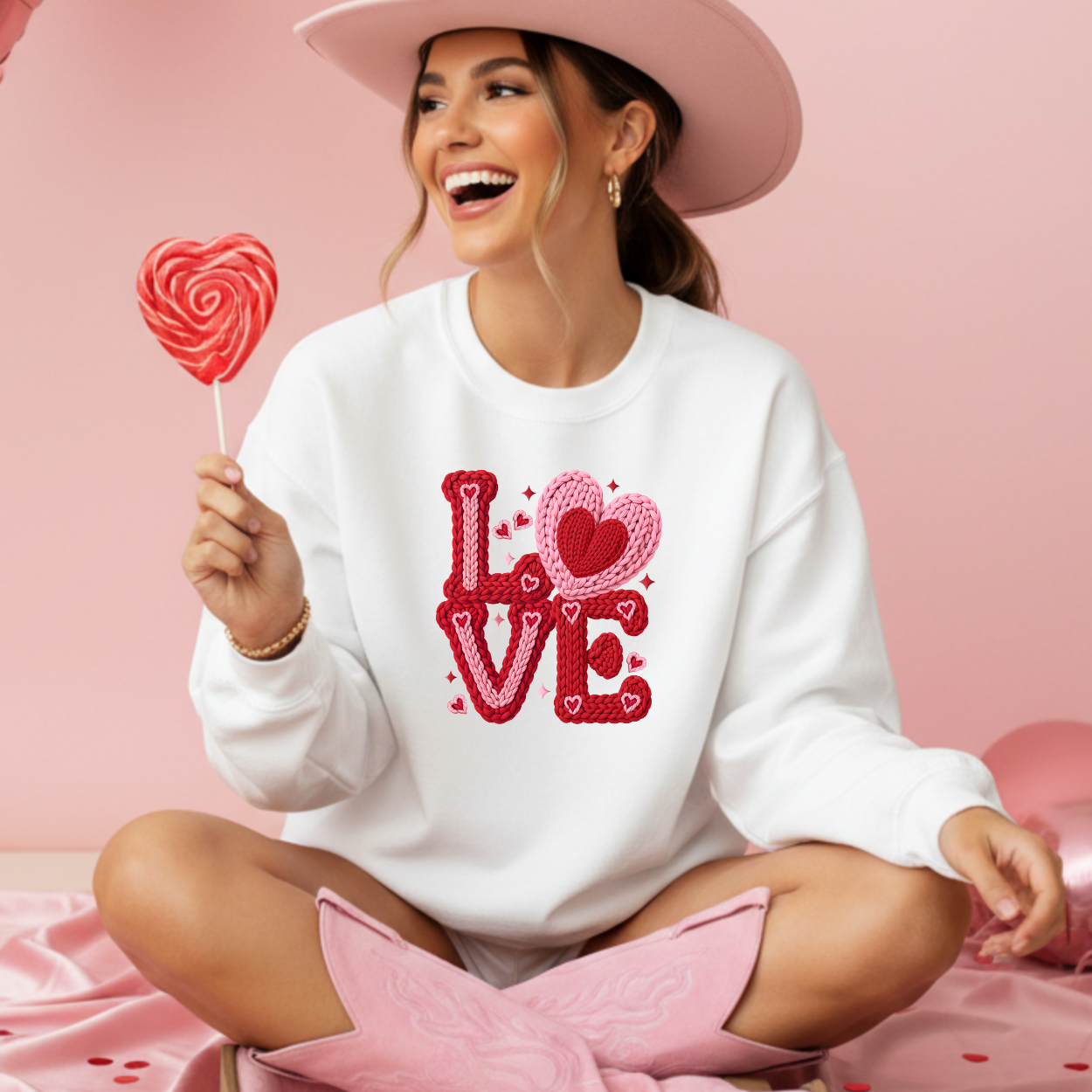 LOVE Faux Crochet | Unisex Crewneck Sweatshirt [GILDAN]