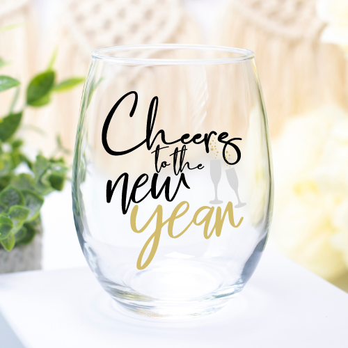 Cheers To The New Year | VINYL | 12oz Stemless Wine Glass