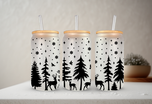 Winter Woodland | VINYL | 20 oz Libbey Can Glass with Bamboo Lid & Straw