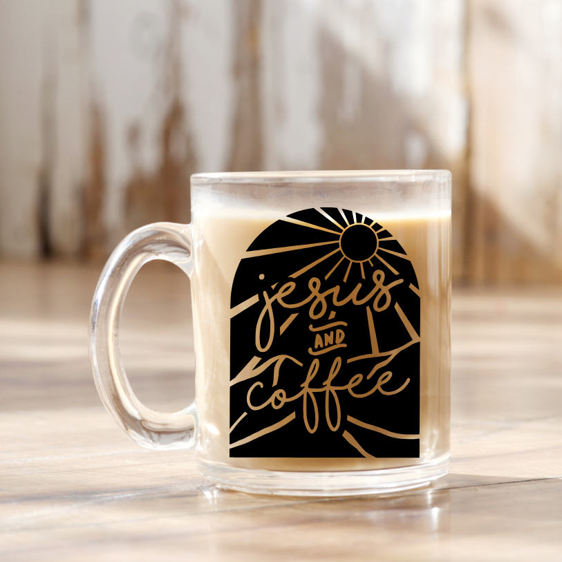 Jesus and Coffee | VINYL | 12 oz Clear Coffee Mug