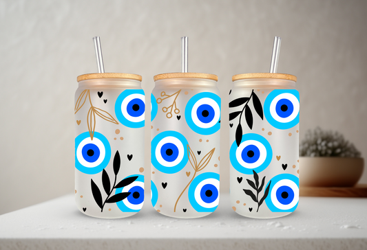 Evil Eye | VINYL | 20 oz Libbey Can Glass with Bamboo Lid & Straw