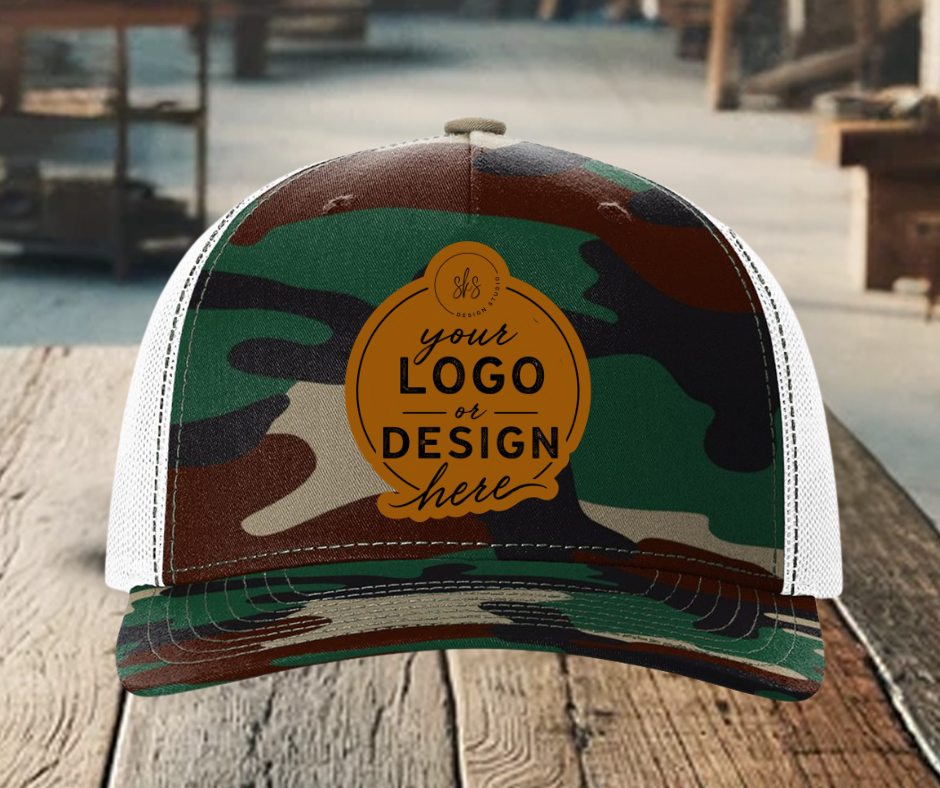 CUSTOM LOGO | Camo Richardson 112 Hat with Laser Engraved Leather Patch