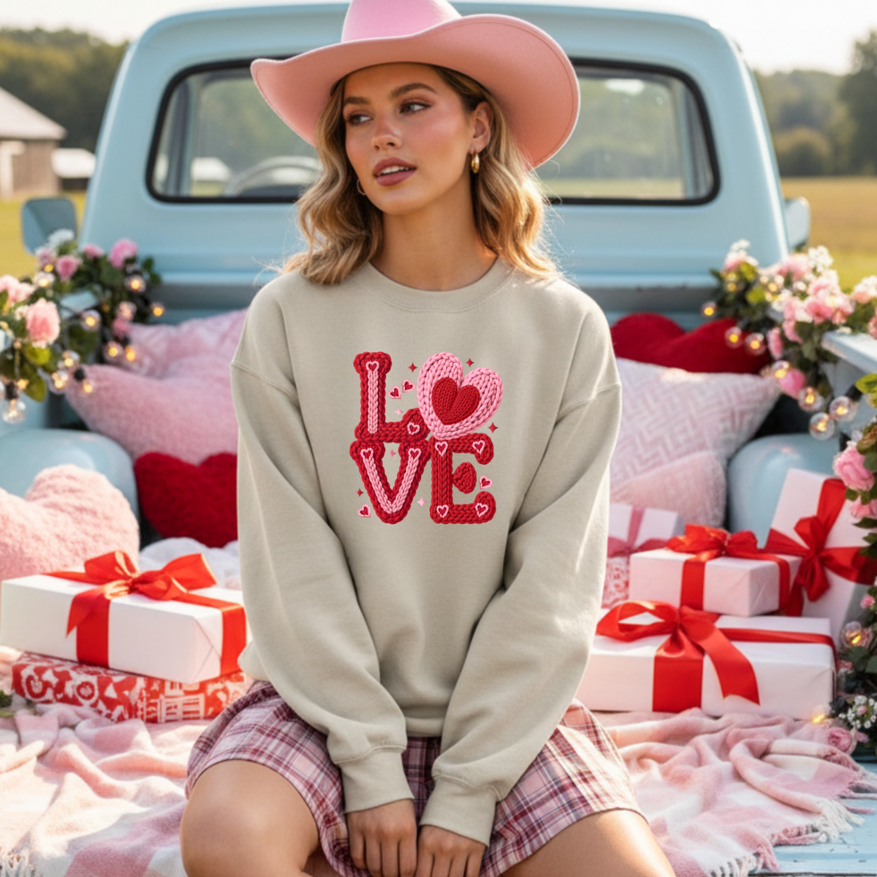 LOVE Faux Crochet | Unisex Crewneck Sweatshirt [GILDAN]