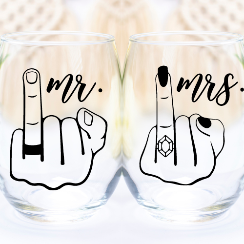 Mr. & Mrs. | VINYL | 12oz Stemless Wine Glass