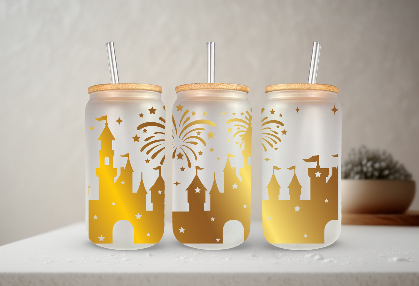 Magical Castle | VINYL | 20 oz Libbey Can Glass with Bamboo Lid & Straw