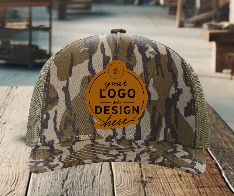 CUSTOM LOGO | Camo Richardson 112 Hat with Laser Engraved Leather Patch