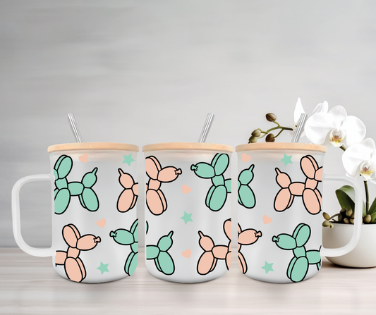 Balloon Dogs | UVDTF | 15oz Mug with Handle, Bamboo Lid & Straw