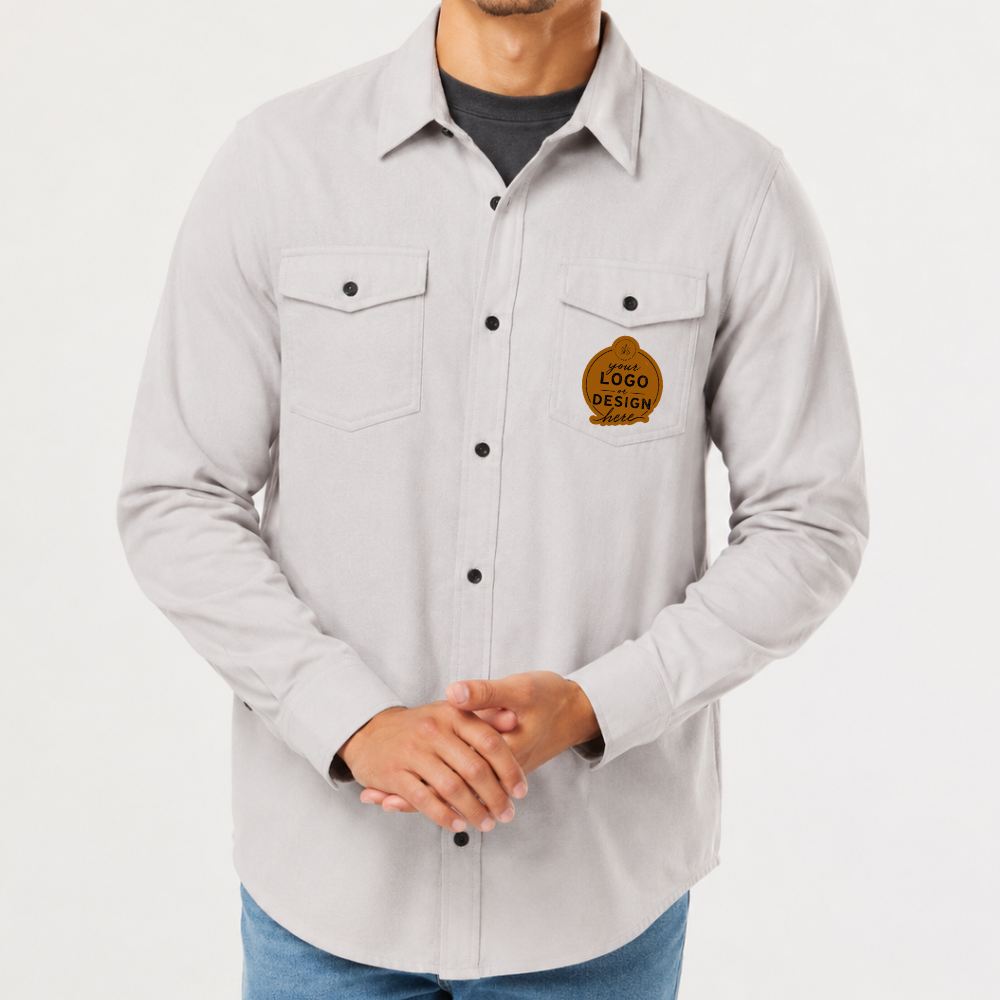 CUSTOM LOGO | Unisex Flannel Shirt with Laser Engraved Leather Patch