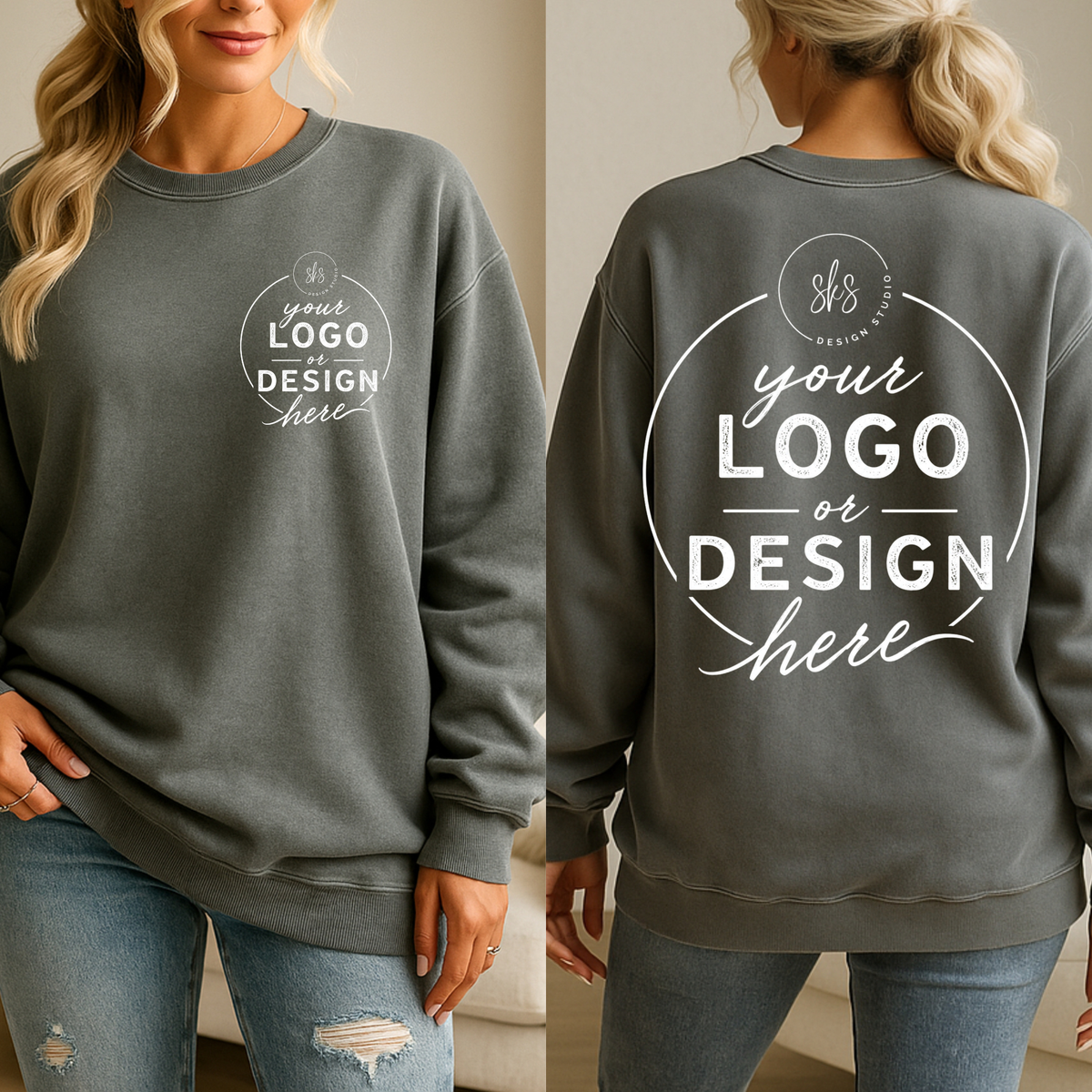 CUSTOM LOGO | Unisex Crewneck Sweatshirt [COMFORT COLORS]