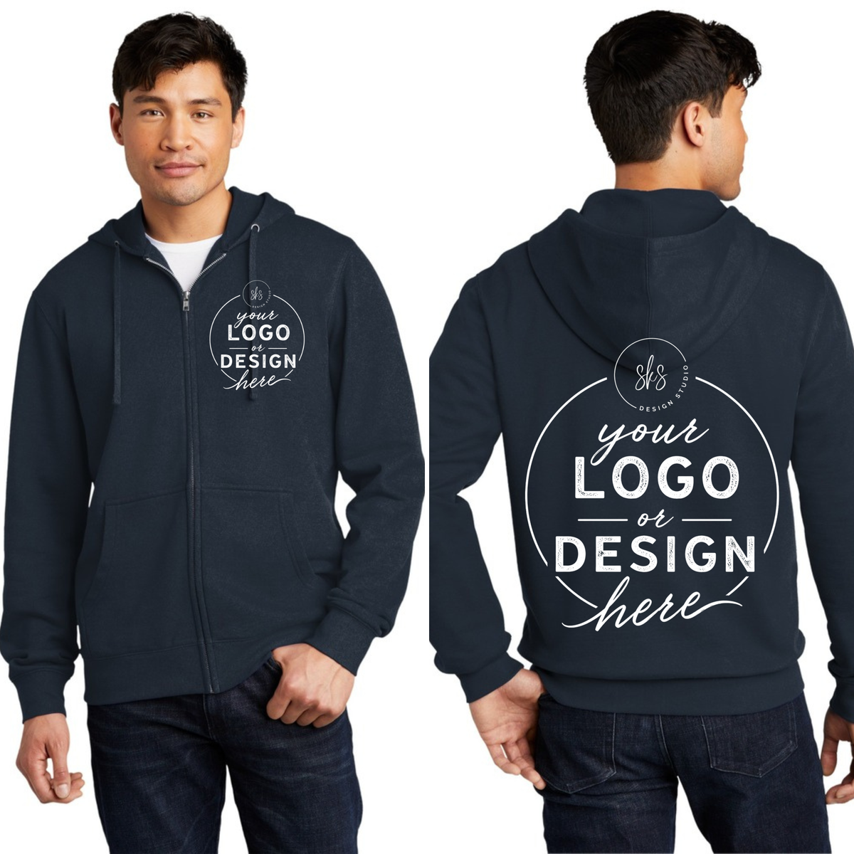 CUSTOM LOGO | Unisex Zip Up Hoodie [DISTRICT]