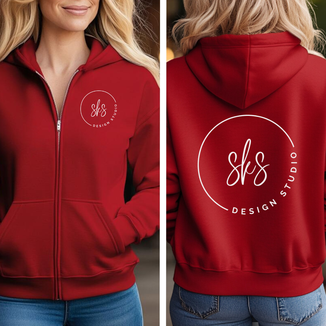 CUSTOM LOGO | Unisex Zip Up Hoodie
