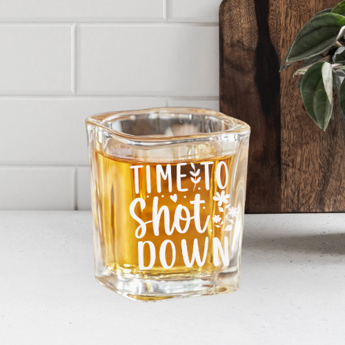 Time To Shot Down | ENGRAVED | 2oz Square Shot Glass