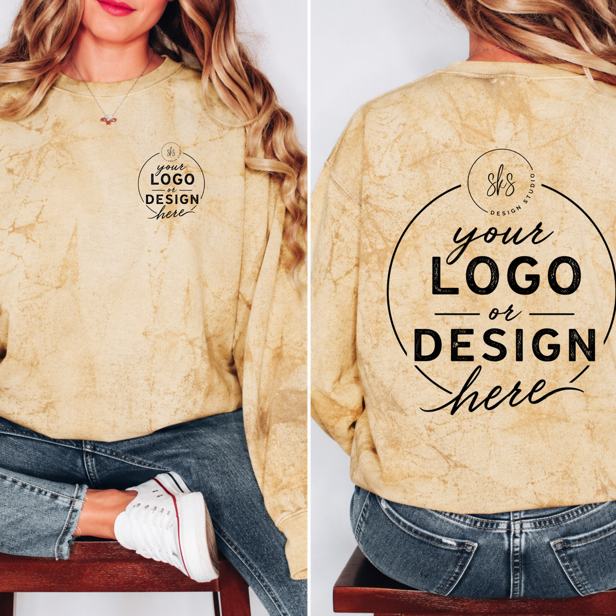 CUSTOM LOGO | Unisex Color Blast Crewneck Sweatshirt [COMFORT COLORS]