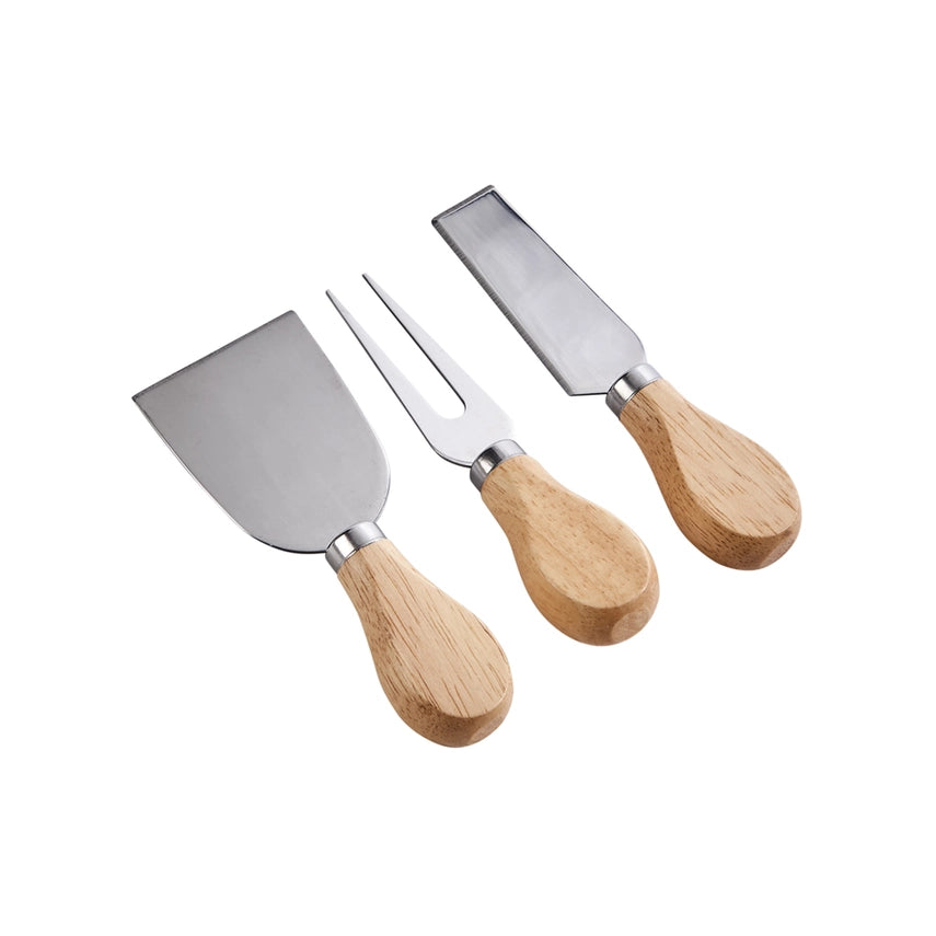 Stainless Steel & Wood 3-Piece Cheese Knife Set