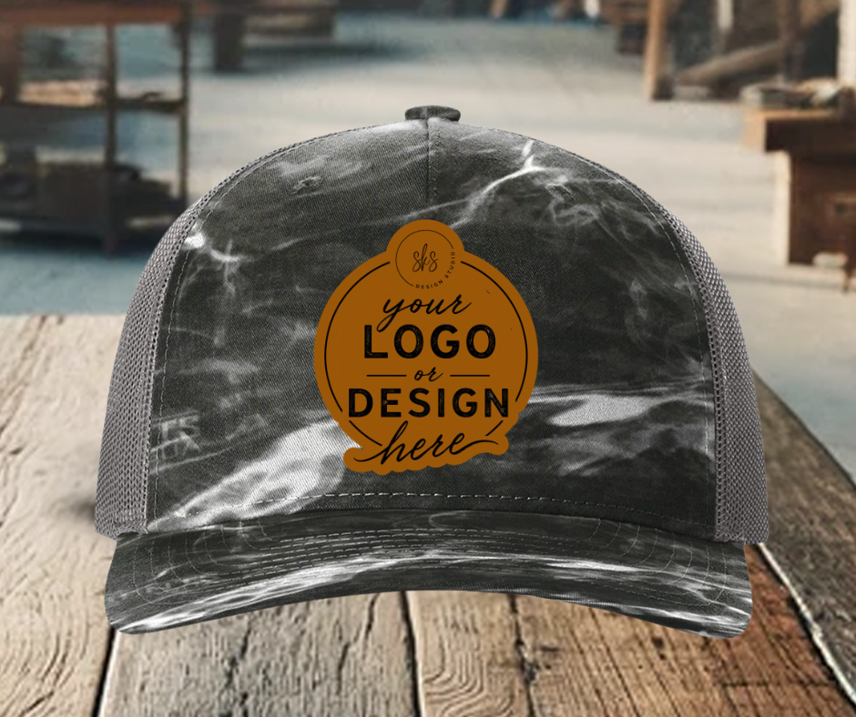 CUSTOM LOGO | Camo Richardson 112 Hat with Laser Engraved Leather Patch