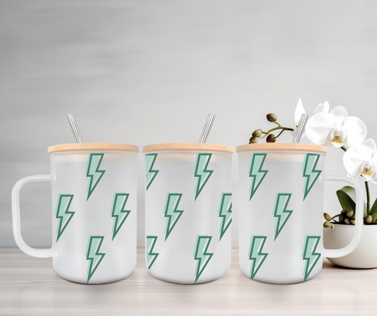 Lightning Bolt | UVDTF | 15oz Mug with Handle, Bamboo Lid & Straw