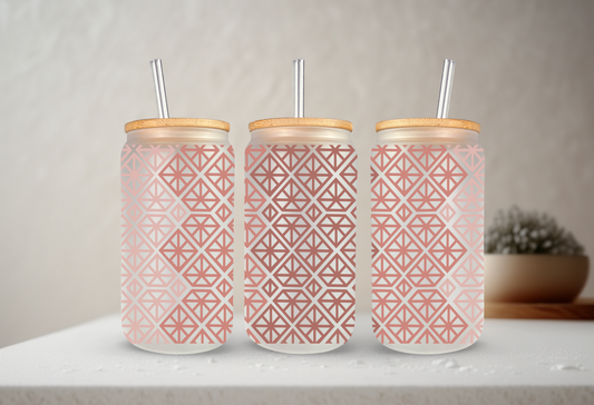 Geometric Diamonds | VINYL | 20 oz Libbey Can Glass with Bamboo Lid & Straw