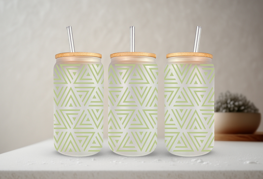 Geometric Triangles | VINYL | 20 oz Libbey Can Glass with Bamboo Lid & Straw