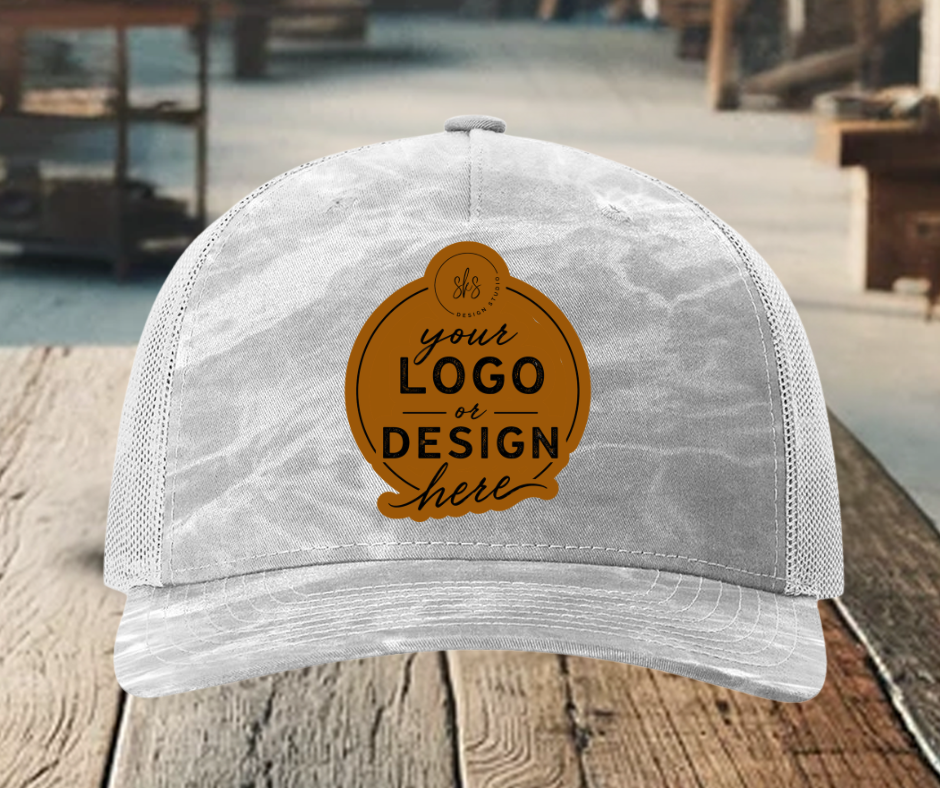 CUSTOM LOGO | Camo Richardson 112 Hat with Laser Engraved Leather Patch