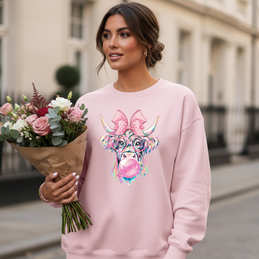 Coquette Highland Cow | Unisex Crewneck Sweatshirt [GILDAN]