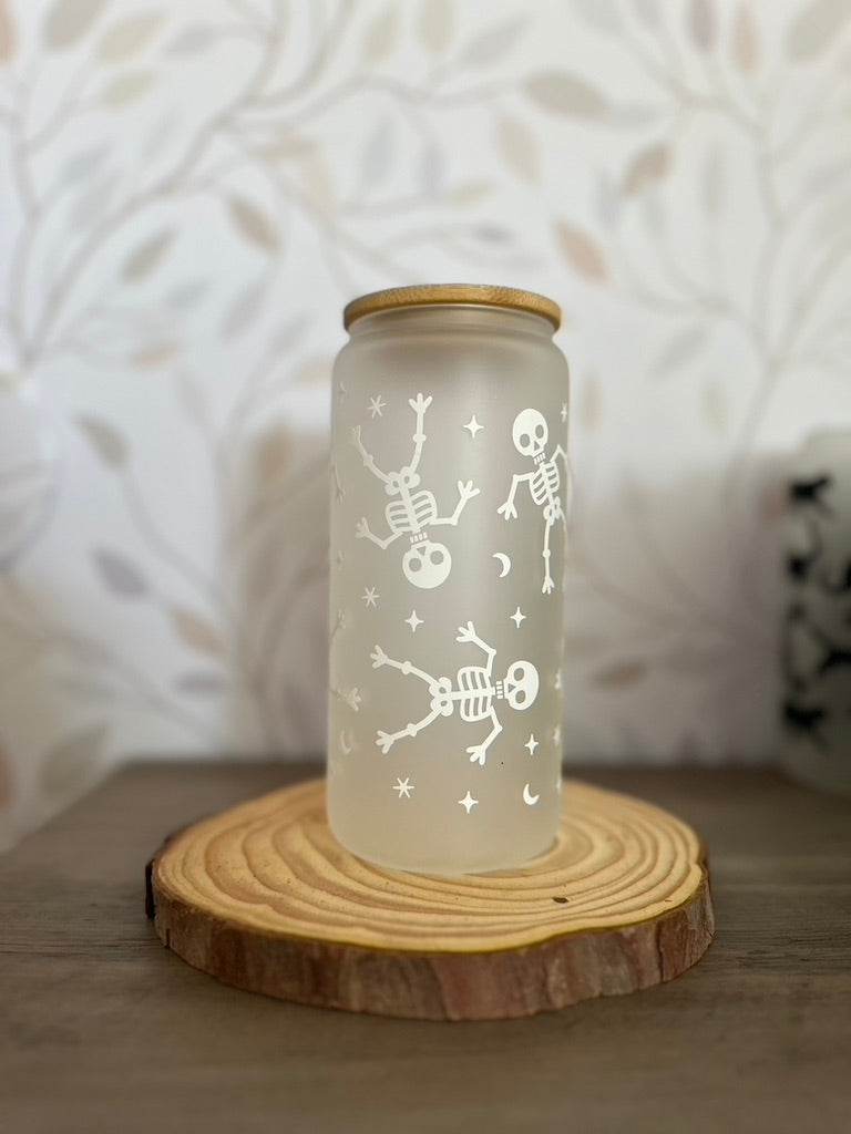 Skeletons | VINYL | 20 oz Libbey Can Glass with Bamboo Lid & Straw