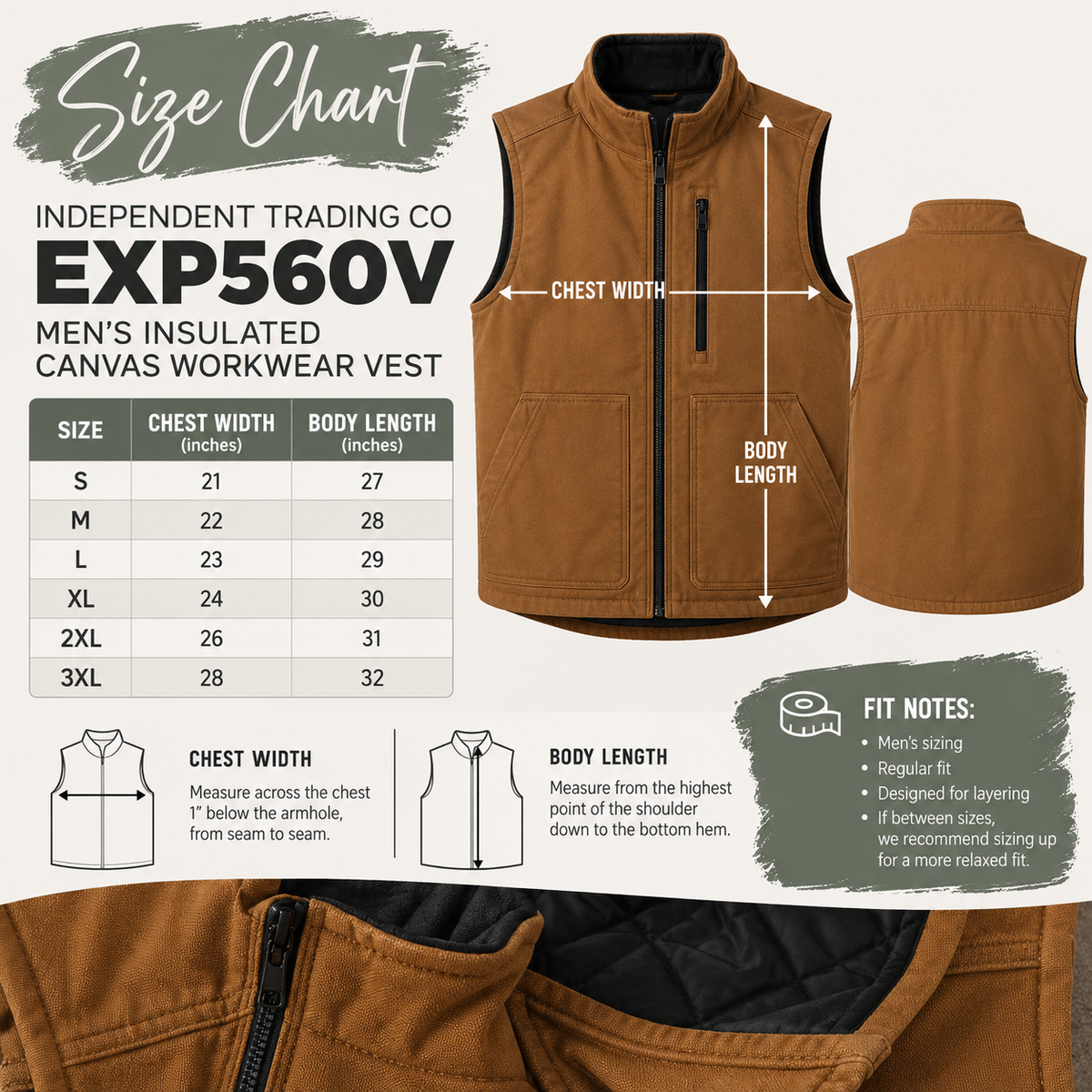 CUSTOM LOGO | Men's Insulated Canvas Vest [INDEPENDENT TRADING CO]