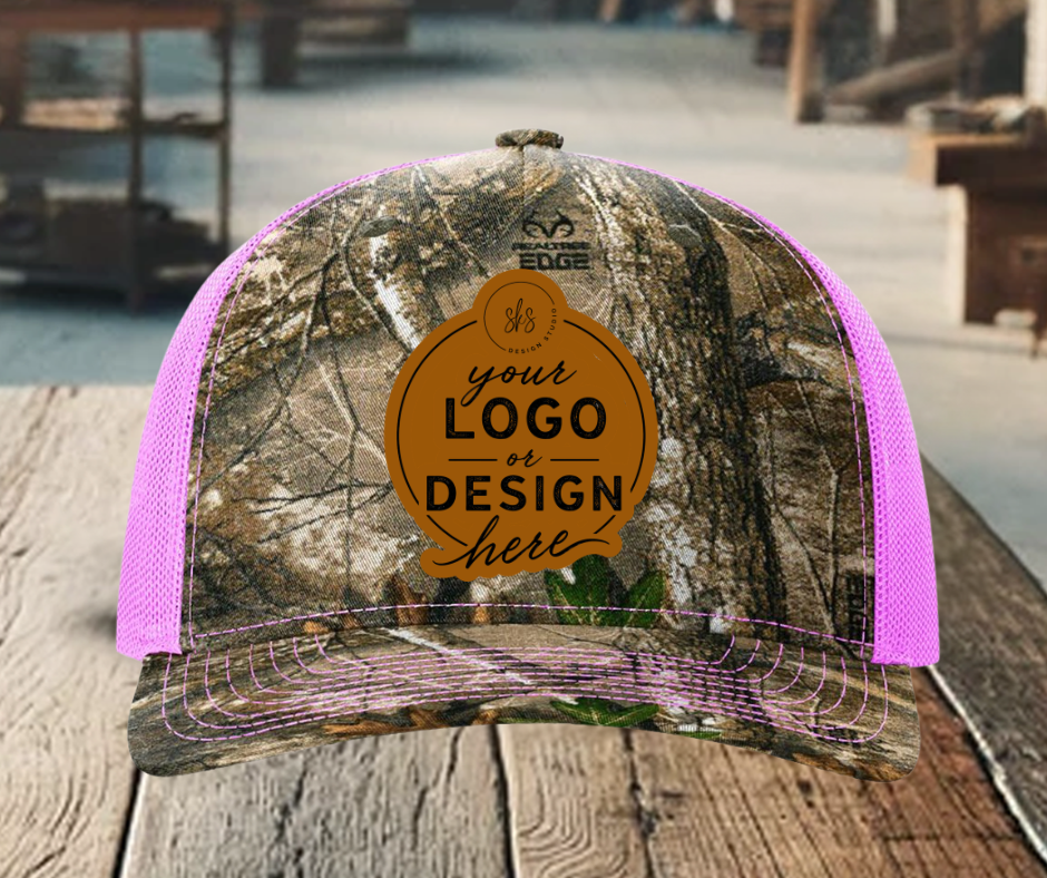 CUSTOM LOGO | Camo Richardson 112 Hat with Laser Engraved Leather Patch